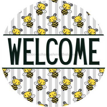Bee Door Hanger Welcome Dco - 01391 - Dh 18’ Round Wood